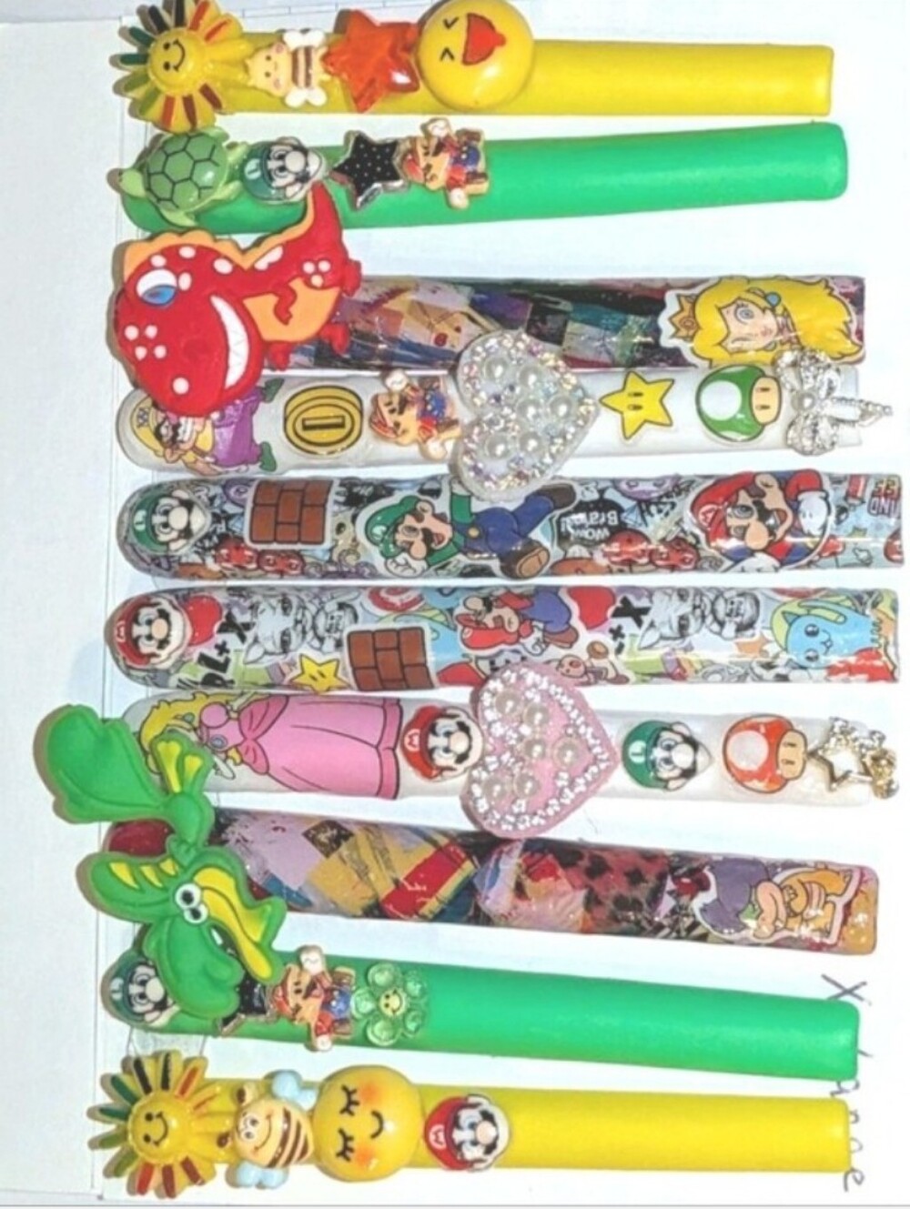 Hand CRAFTED 6XL Super Mario Inspired Press-On Nail Stickers Sz XL